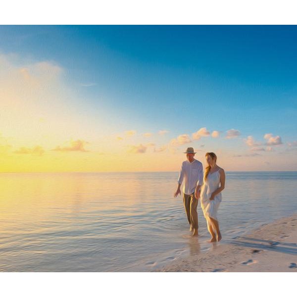 Couples Walking in the Beach - DIY Diamond Painting