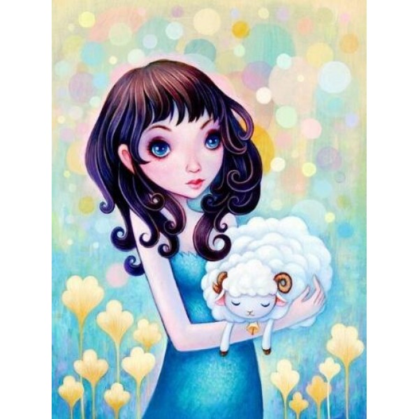 Lady and a Sheep - DIY Diamond Painting