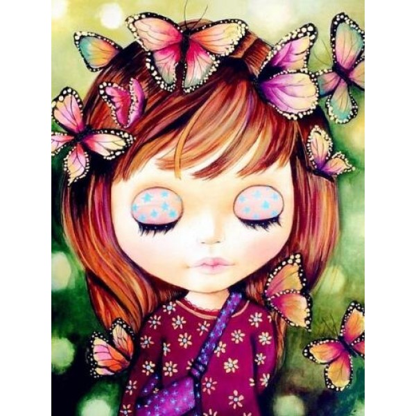 Little Girl with a Butterflies - DIY Diamond Painting