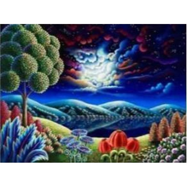 Moonlight Village Scenery - DIY Diamond  Painting