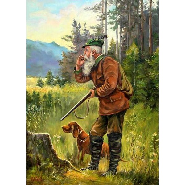 Hunter in the Forest - DIY Diamond Painting