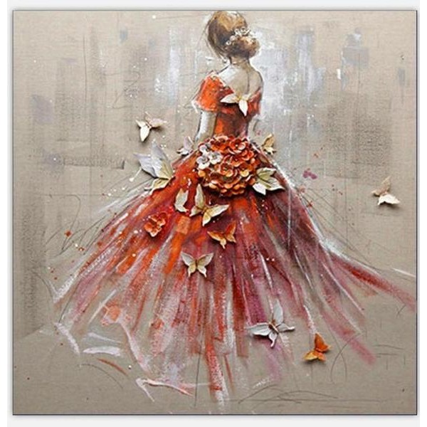 Lady in Butterfly Gown - DIY Diamond Painting