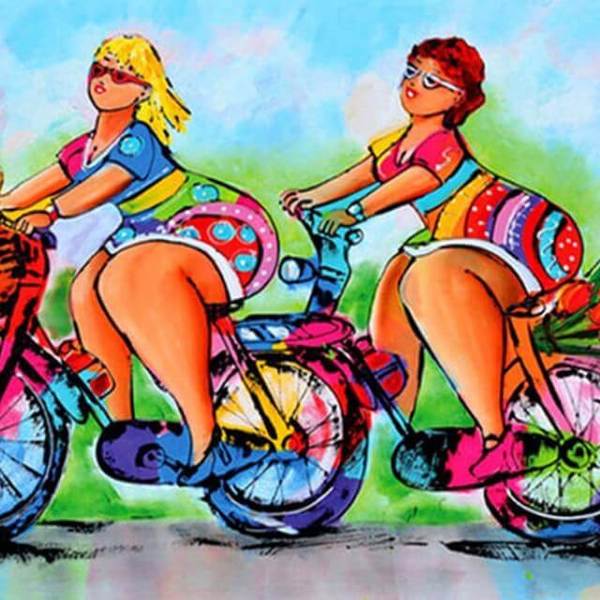 Women Riding on bikes - DIY Diamond  Painting